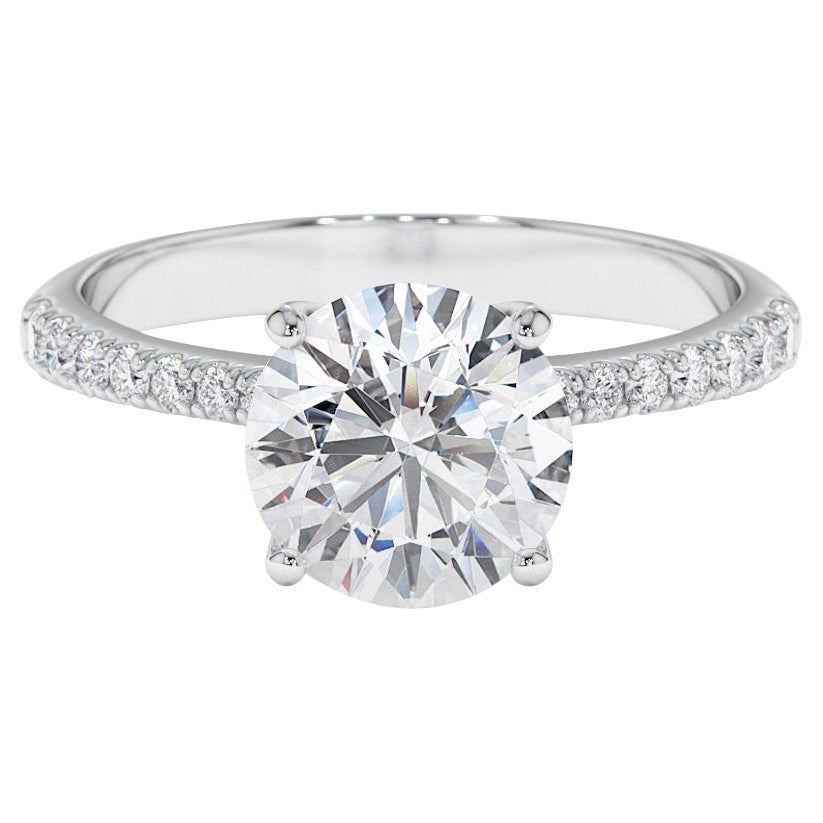 2.21 Carat GIA Certified Diamond Solitaire Engagement Ring in 18K White Gold