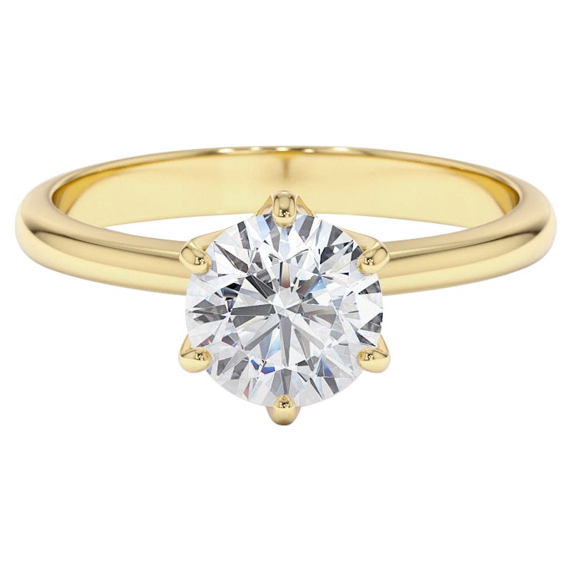 1.20 CT GIA Certified Diamond Classic Solitaire Engagement Ring 18K Yellow Gold