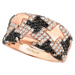 LeVian Bague cocktail classique et magnifique de fantaisie en or rose 14 carats avec diamants noirs ronds et ronds