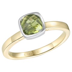 LeVian 14K Two-Tone Gold Green Peridot Gemstone Beautiful Pretty Cocktail Ring