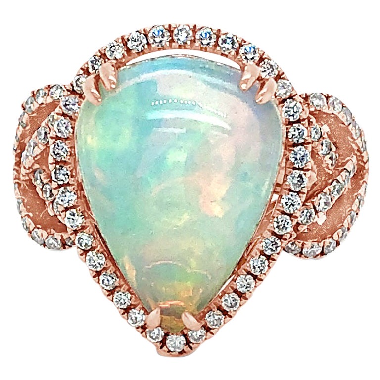 LeVian 18K Rose Gold Opal Round Chocolate Brown Diamond Cocktail Halo Ring