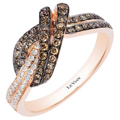 LeVian 14K Oro Rosa Chocolate Marrón Diamante Hermoso Anillo de Cóctel con Clase