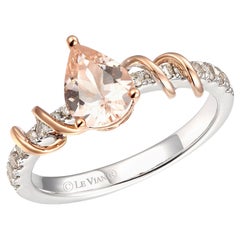 LeVian 14K Two-Tone Gold Morganite Round Nude Diamonds Beautiful Cocktail Ring