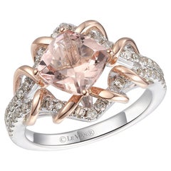 LeVian 14K Two-Tone Gold Morganite Round Nude Diamonds Classy Cocktail Ring