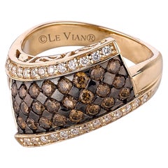 LeVian 14K Yellow Gold Round Chocolate Brown Diamond Pretty Cocktail Band Ring