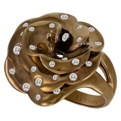 Schöner Blumenring, 14 Karat Schokolade Gold Rund H-I SI1-SI2 Diamant