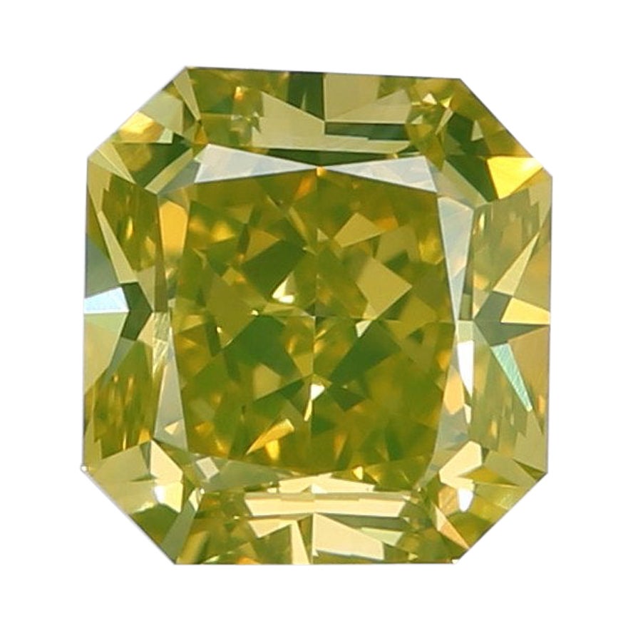 GIA Certified Natural 1.12ct Fancy Vivid Greenish Yellow Diamond For Sale