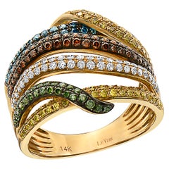 Used LeVian Ring Red, Yellow, White & Fancy Diamonds 14K Yellow Gold
