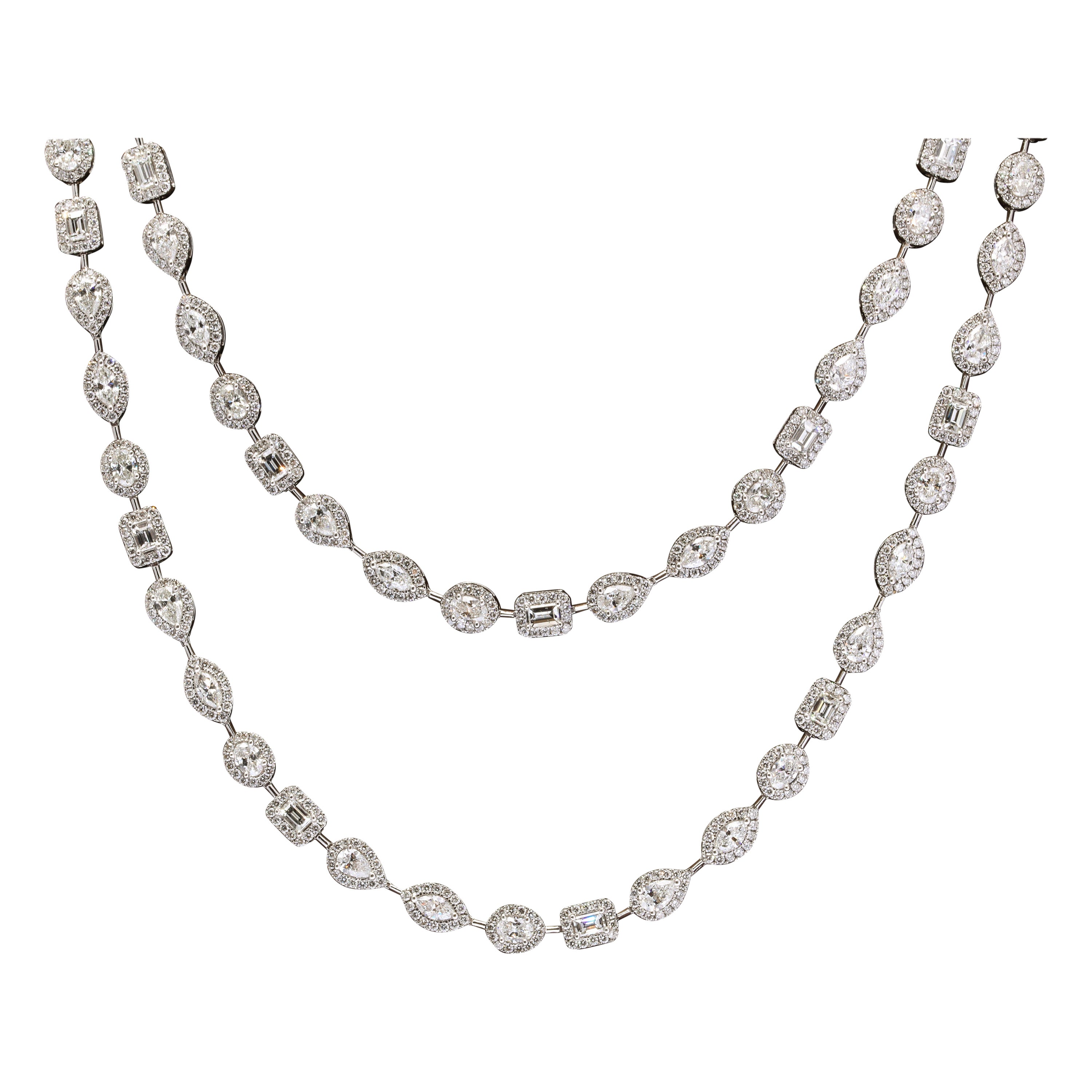 Multi-Shape Diamond Chain Necklace For Sale at 1stDibs