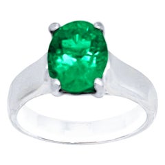 3 Carat Natural Oval Cut Zambian Emerald Ring in Platinum