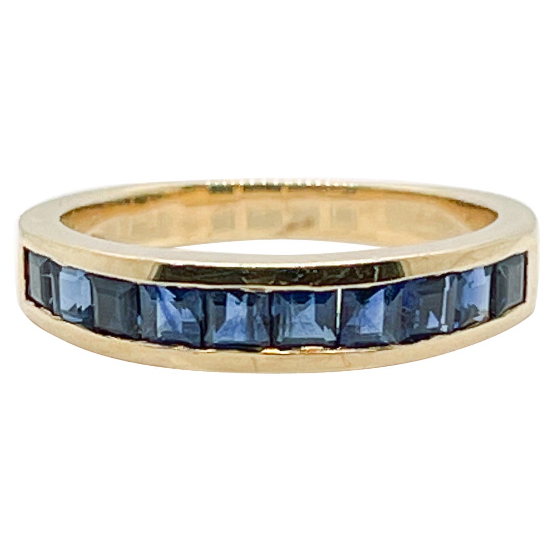Vintage Tiffany & Co. 18 Karat Gold & Sapphire Half Eternity Band Ring  For Sale