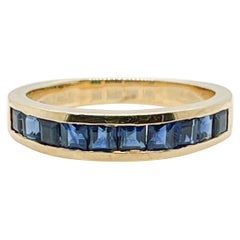 Vintage Tiffany & Co. 18 Karat Gold & Sapphire Half Eternity Band Ring 