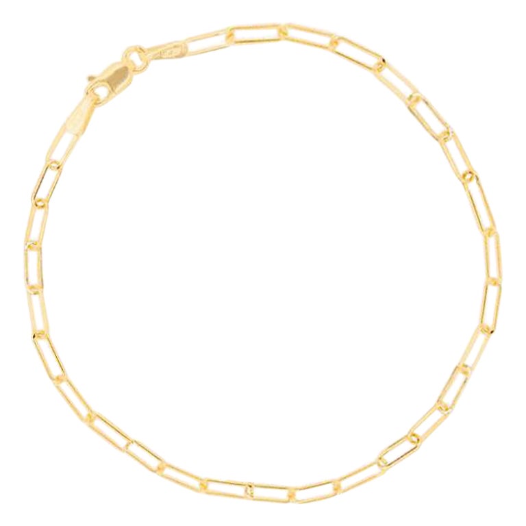 Mini Paperclip Link Bracelet Chain 1.4 Grams 14k Italian Yellow Gold Dainty