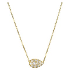 Faye Kim 18k Gold Teardrop Diamond Pave Necklace