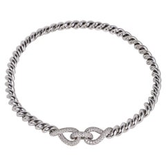 Hermes Diamond Torsade Necklace 18K White Gold Necklace