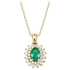 Impresionante Colgante Inversión Oro Amarillo Diamante Blanco Esmeralda