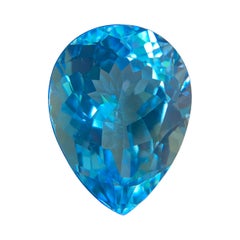 Fine IGI Certified 26.39 Carat Swiss Blue Topaz Pear Teardrop Cut Gems
