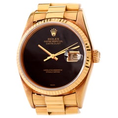 Rolex Onyx Dial Gents 18K Gold Datejust Watch Ref 16018