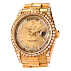 Rolex President Day-Date Diamond String & Log Dial Bezel Watch18388