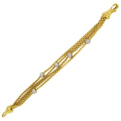 David Yurman 18k Gold Multi Four Strand Diamond Pave Ball Bracelet