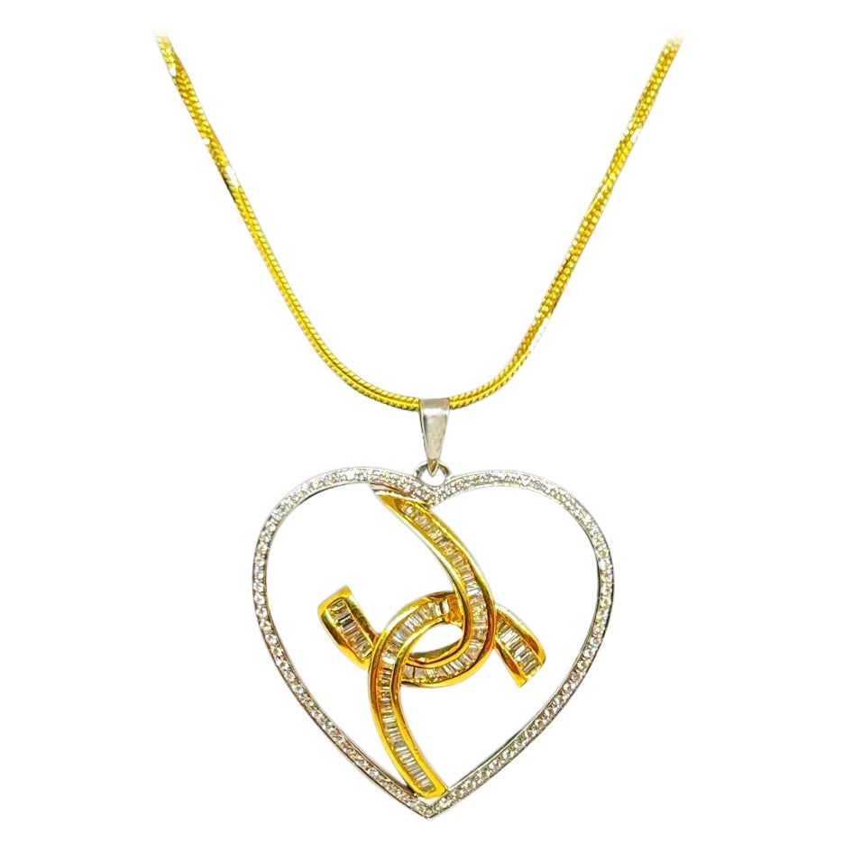 Diamond Necklace Yellow and White 18 Karat Gold