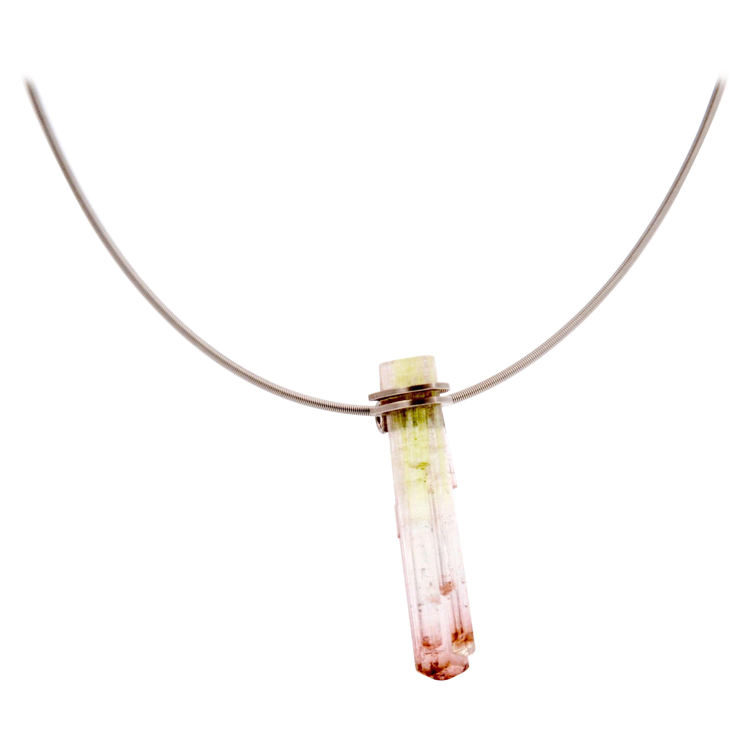 18 Karat White Gold Tourmaline Crystal 