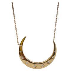 14kt Yellow Gold Diamond Crescent Necklace