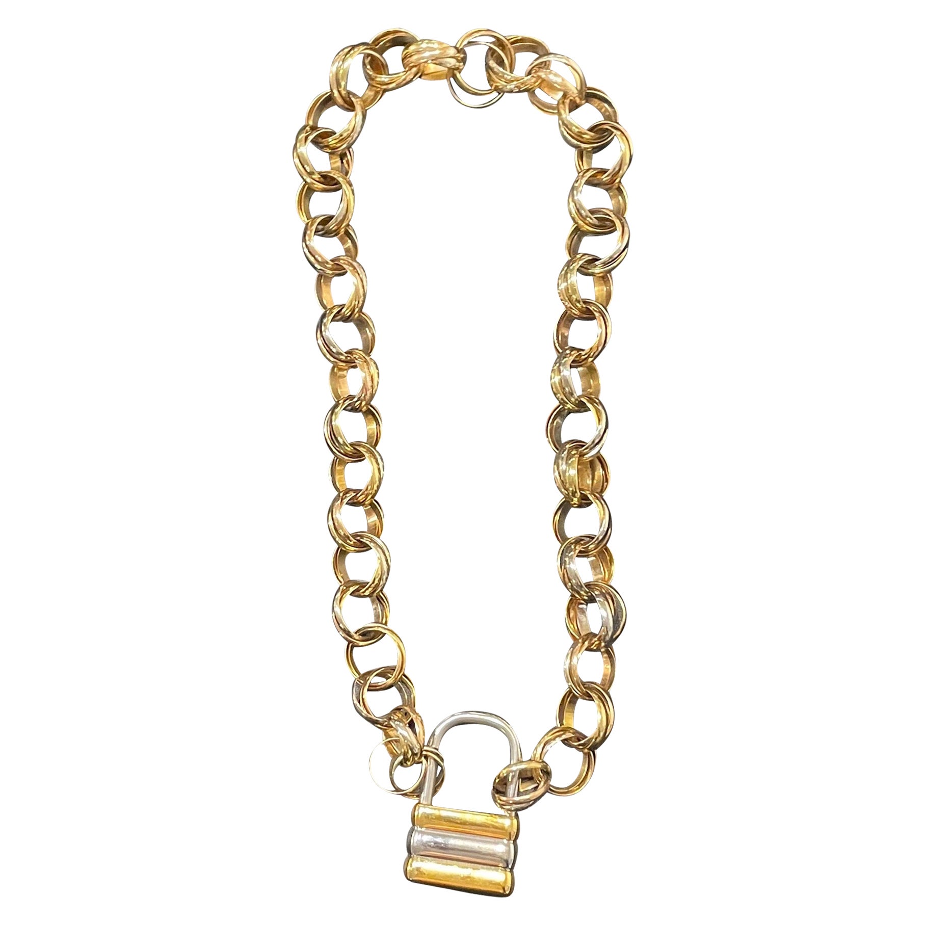 Cartier Tri- Link Padlock Necklace For Sale