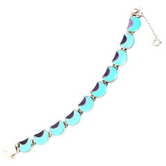 Acleoni 980 Sterling Silver Turquoise and Sugilite Inlay Bracelet