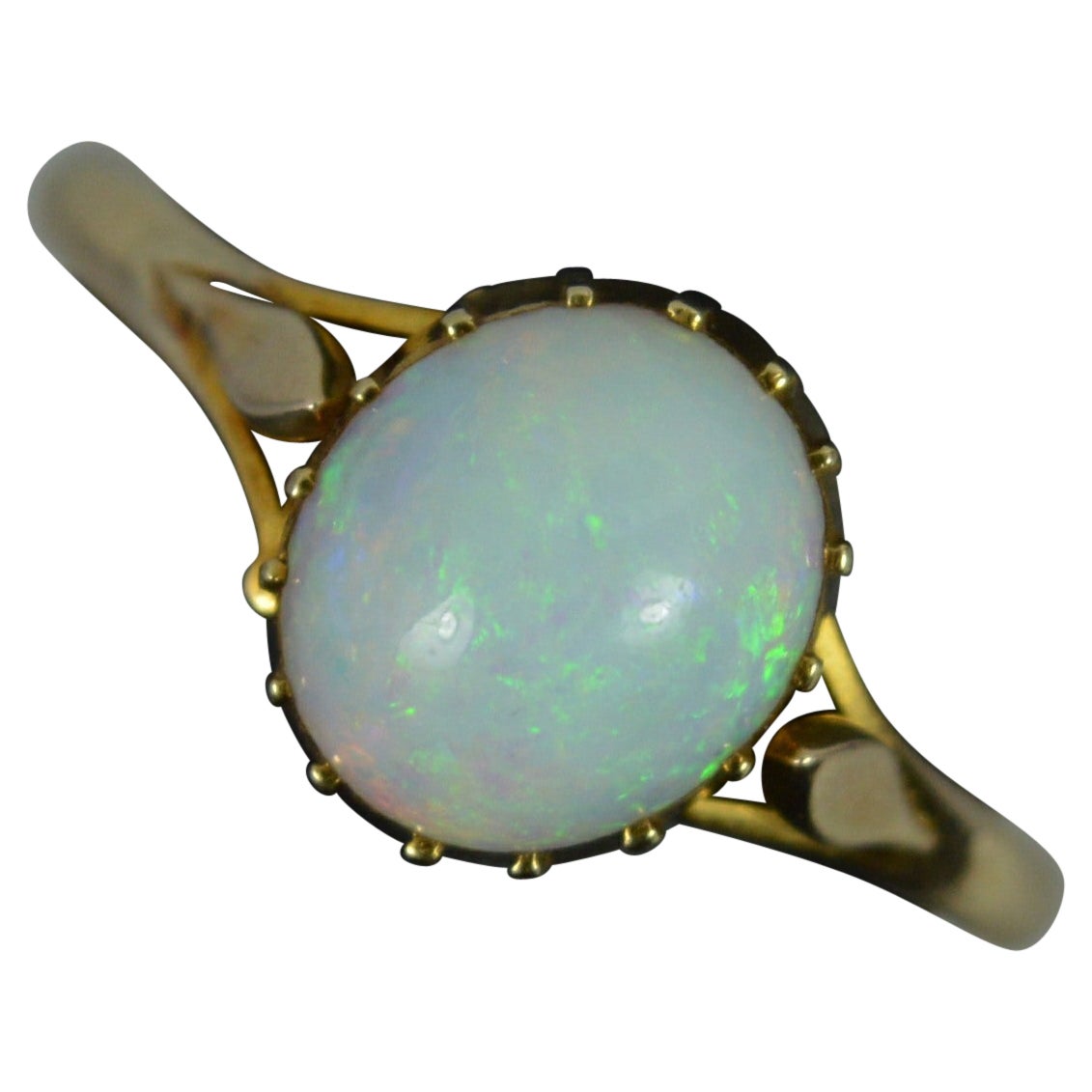 Edwardian Natural Opal and 18ct Yellow Gold Solitaire Ring