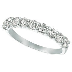 Bague jonc en or blanc 14 carats avec 9 pierres et diamants naturels de 1,01 carat G SI