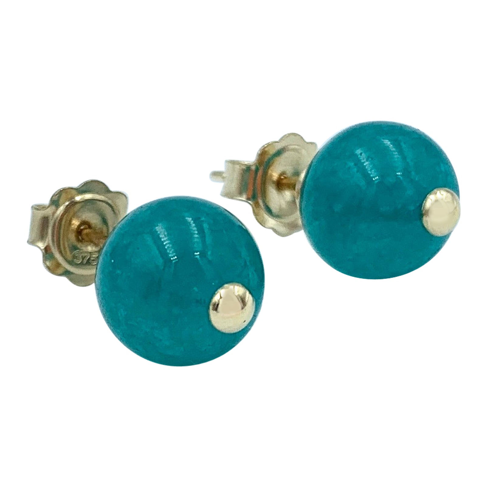 Teal Chalcedony Sweetie Earrings in Yellow Gold For Sale