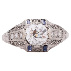 GIA Certified .82 Carat Art Deco Diamond Platinum Engagement Ring