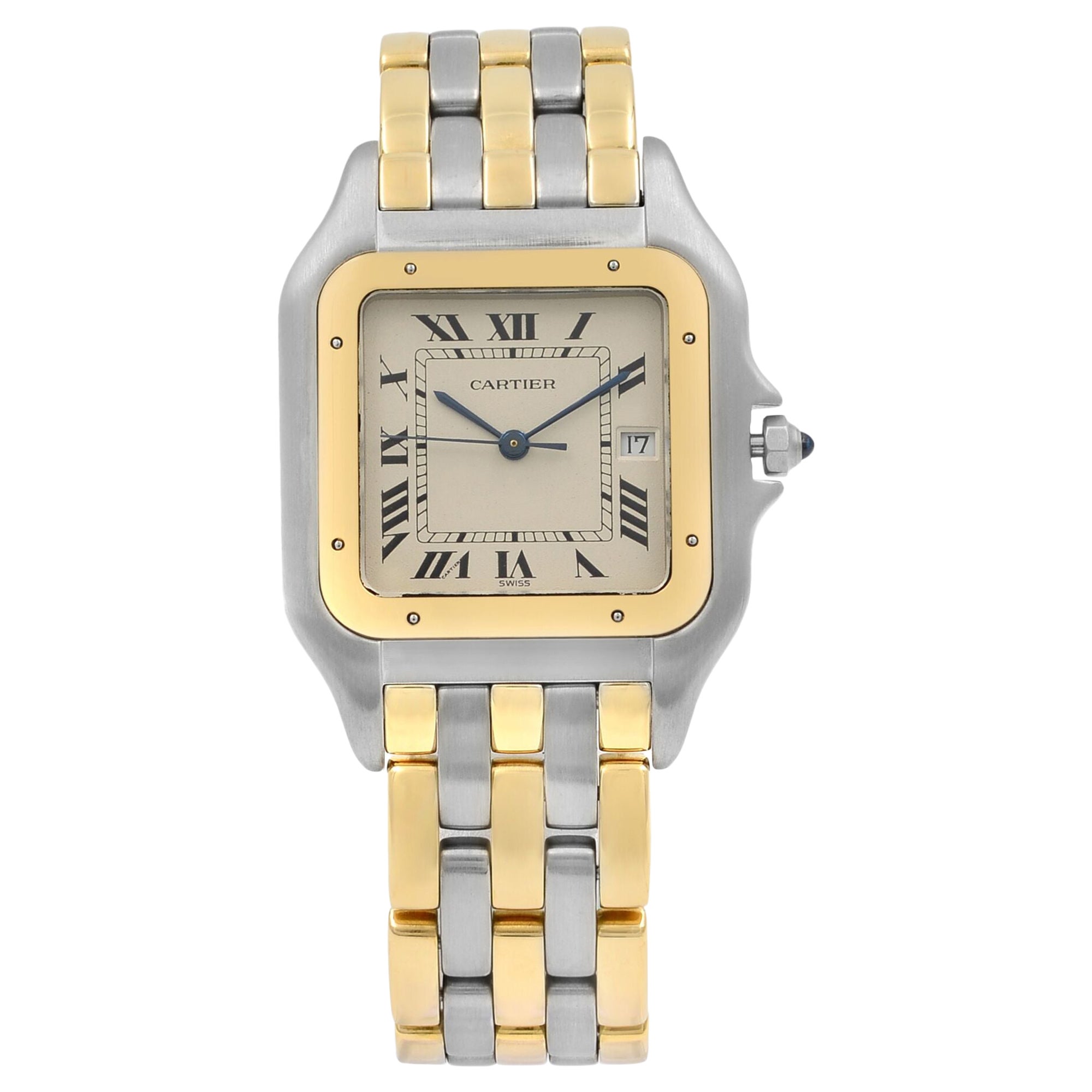 Cartier Panthere de Cartier Steel Gold Beige Dial Quartz Mens Watch 187957