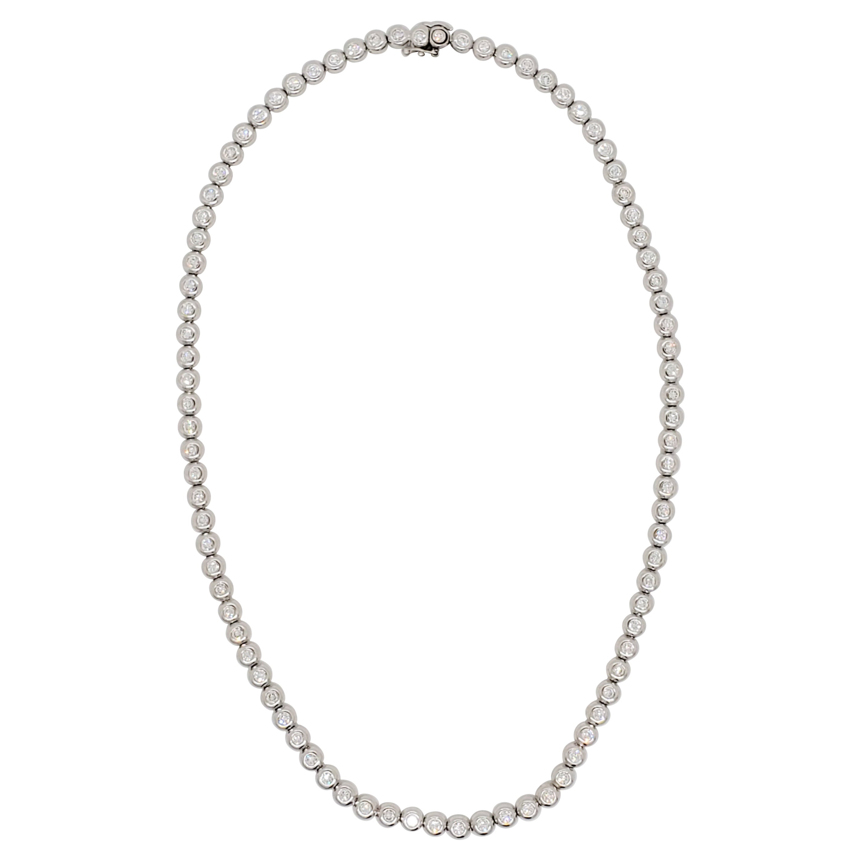 Estate Tiffany & Co. White Diamond Tennis Necklace in Platinum