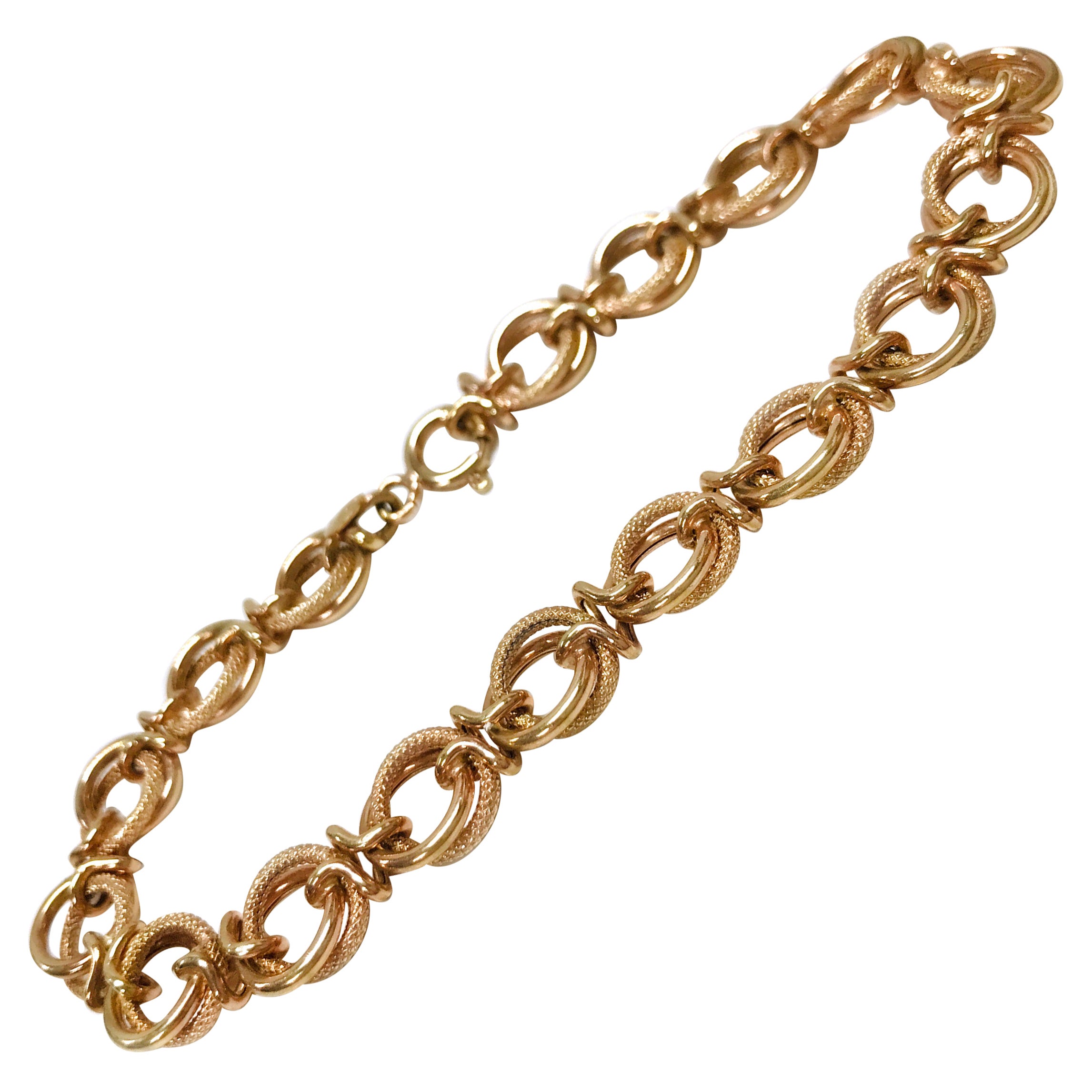 Italian Rose Gold Link Bracelet For Sale