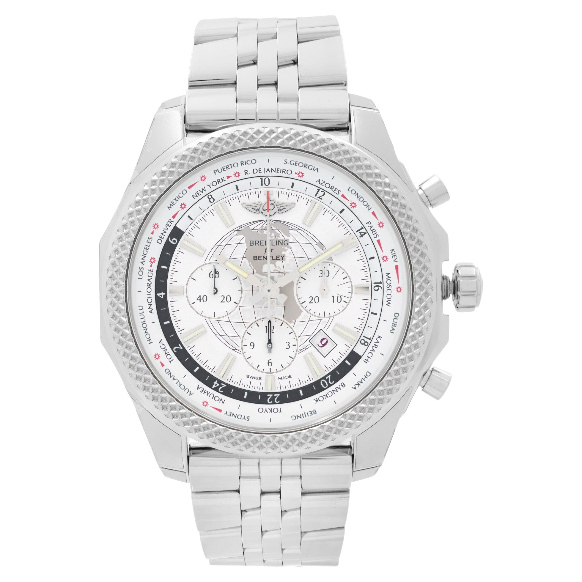 Breitling Bentley 05 Unitime Steel White Dial Mens Watch AB0521U0/A768-990A For Sale
