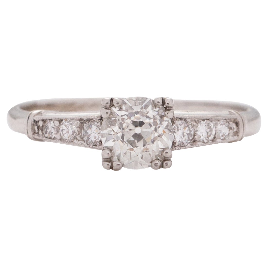 GIA Certified .62 Carat Art Deco Diamond Platinum Engagement Ring, VEG#1734