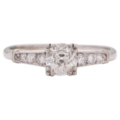 GIA Certified .62 Carat Art Deco Diamond Platinum Engagement Ring, VEG#1734