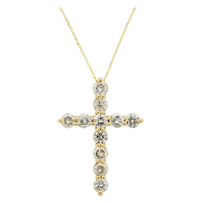 Classic Cross Diamond Gold Pendant For Sale at 1stDibs