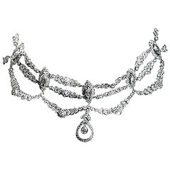 1960s Diamond Platinum Choker Necklace