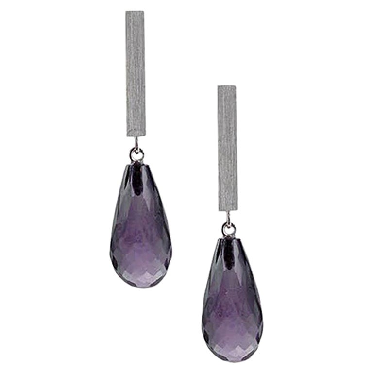 Iolite Briolette Drop Earrings For Sale