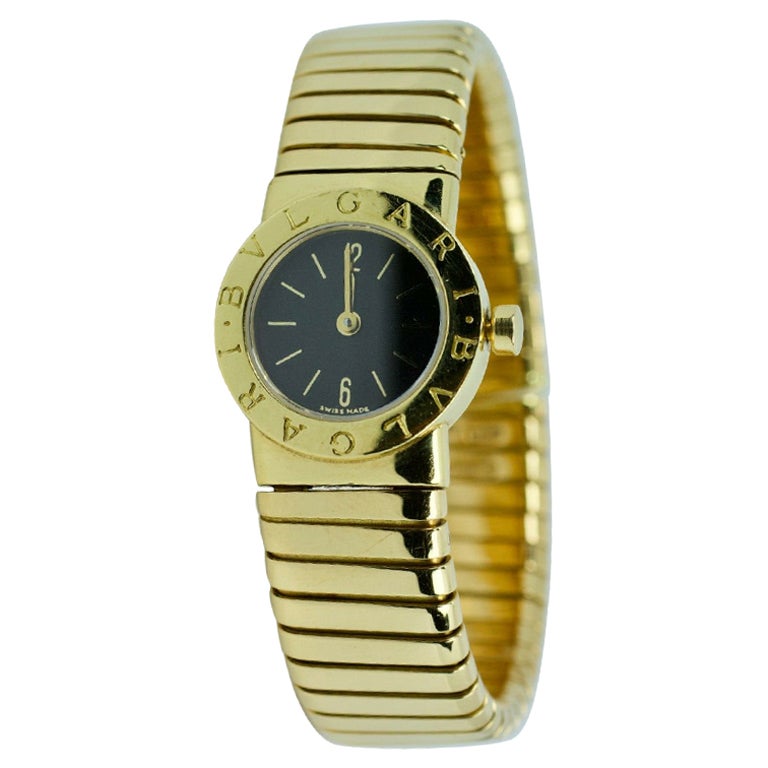 Bvlgari Tubogas 18k Yellow Gold Flexible Watch with Box and Warranty Card