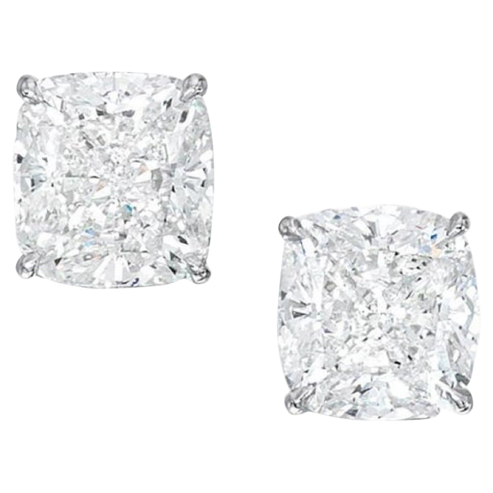 GIA Certified 6.03 Carat Cushion Cut Diamond Platinum Studs