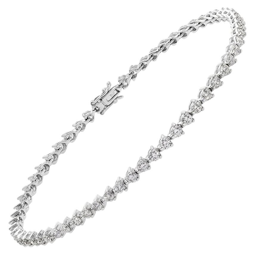 Diamond Tennis Bracelet for Wedding and Engagement '1.00 cttw' in 18K White Gold For Sale