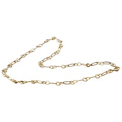 Paperclip Links Necklace 18 Karat Yellow Gold Modern Handmade Slightly Hammered 