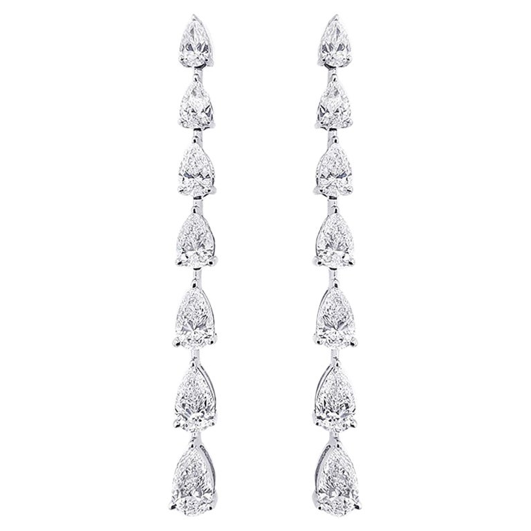 Pear Drop Earrings 14 Kt White Gold  For Sale