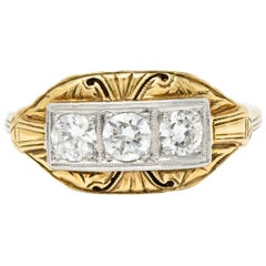 Early Art Deco 0.65 Carat Diamond Platinum-Topped 14 Karat Gold Dinner Ring