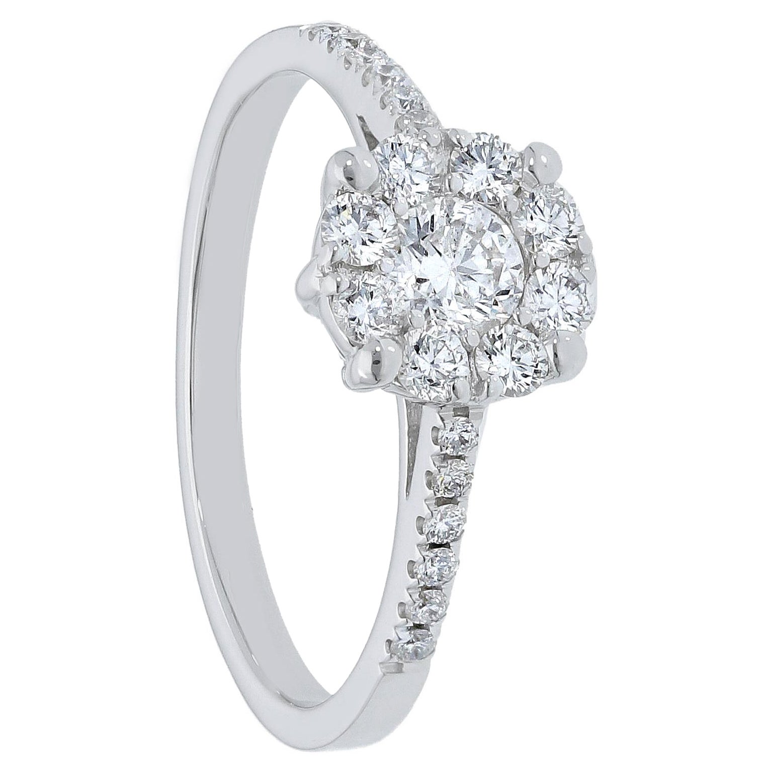 For Sale:  18K White Gold Pradera Magic Engagement Ring with Diamonds