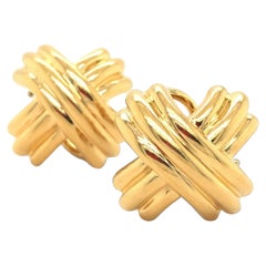 Tiffany & Co. Signature X Clip Earrings 18K Yellow Gold Medium Size
